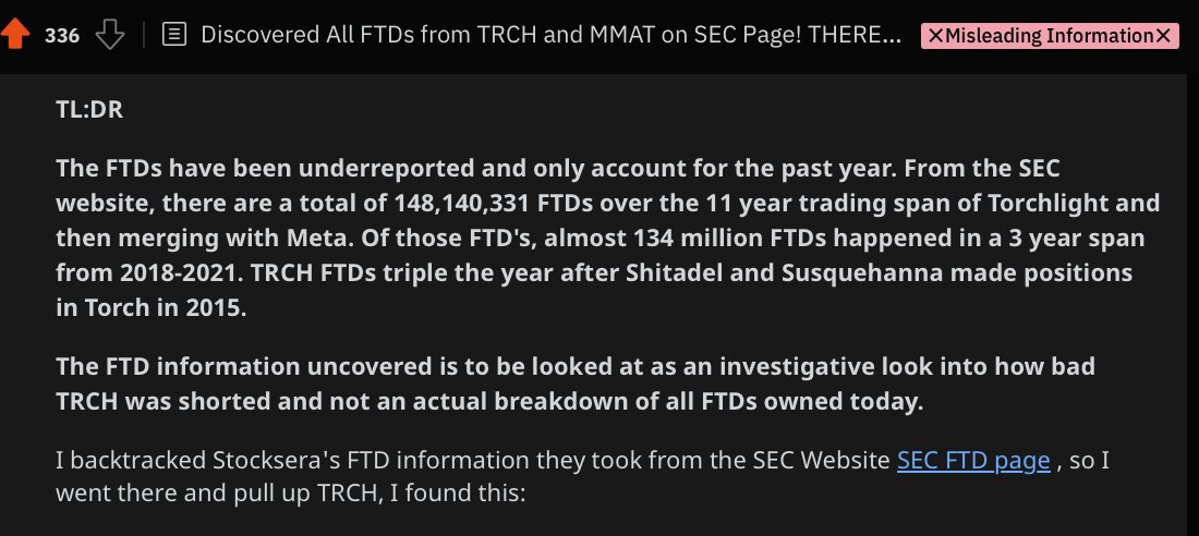 perspective508's tweet image. I&apos;ve been saying this for 2 years. TRCH shorts were transferred to $MMAT, shorts never closed, Ortex confirmed that. 

Compiled the history of TRCH FTDs in this file.
docdroid.net/6EHabMU/trch-f…  

Funny this DD was labeled misleading.
reddit.com/r/MMAT/comment…