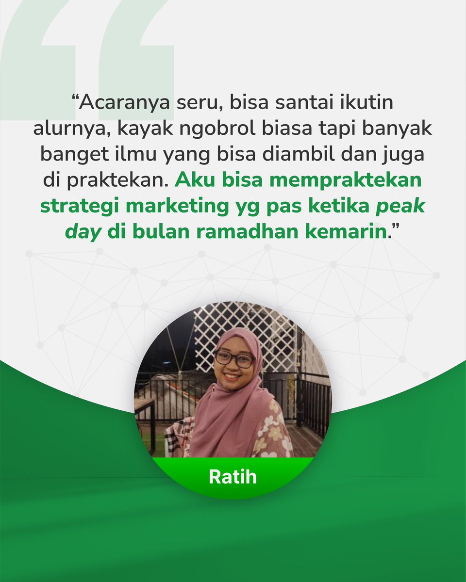 TokopediaCare's tweet photo. SEMAKIN DEKAT MENUJU #CXFIRSTTalks 💚

Udah siap dapet materi daging? Jangan sampe kelewatan Toppers. Pastikan kamu punya pengalaman seperti Toppers di bawah 🔥

Yang belum sempat daftar, masih ada kesempatan ya! Cek link di BIO buat daftarkan dirimu sekarang 🥰

#Webinar https://t.co/BBMxHuqTo0