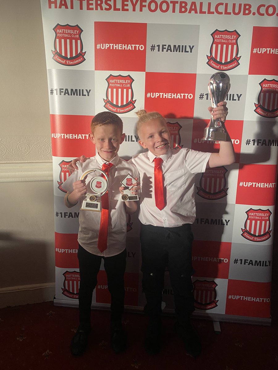swann1011's tweet photo. Thank you Harry Ditchfield for making Charlie’s night @harry90909612 

My Charlie &amp; Harry’s nephew Charlie aka Double Trouble taking home recognition awards last night!

My boy ‘Most Improved Player’ 👏

Charlie ‘Most Outstanding Player’ 👏 

@hattersley_fc 
#upthehatto
#1Family https://t.co/E3t6domVae