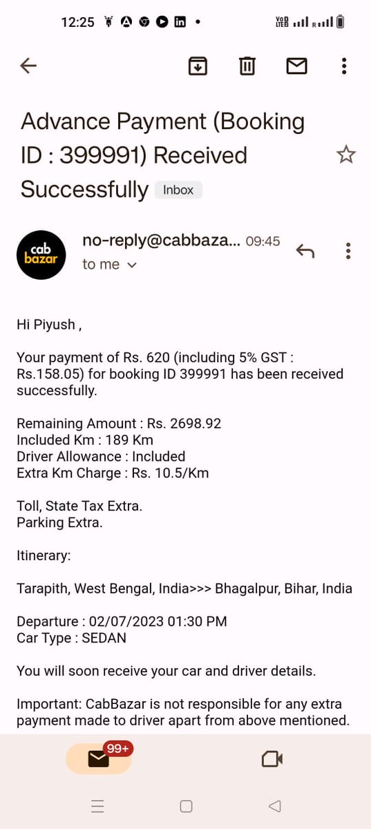 nilvirpan's tweet photo. @cabbazar is a cheat and froud company takes money in advance and didn't send cab worst service
cheated me twice https://t.co/KloewOpXDu