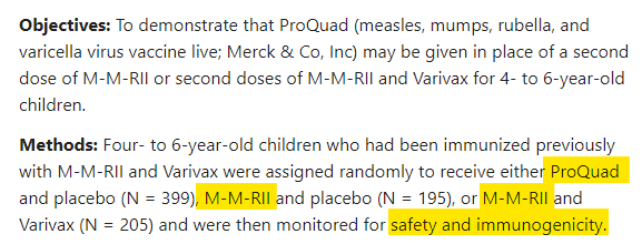 Jikkyleaks's tweet photo. Poor Ian. It took him a week and now he's gone and posted a clinical trial that has no placebo arm, thinking it's a placebo controlled study. 

I'm starting to think that he's actually on our side, exposing the vaccine industry as a sham. 

All 3 arms had 3+ valent vaccines. 
No clinical efficacy outcomes. 
Just looking at antibody titres. 

If this took him a week, is there even a single placebo-controlled RCT to be found for any current childhood vaccine?

Sure makes you think. 
[The published study is here:
https://t.co/owtXkpbzVg]

Thanks @IanCopeland5! 

@phillyharper