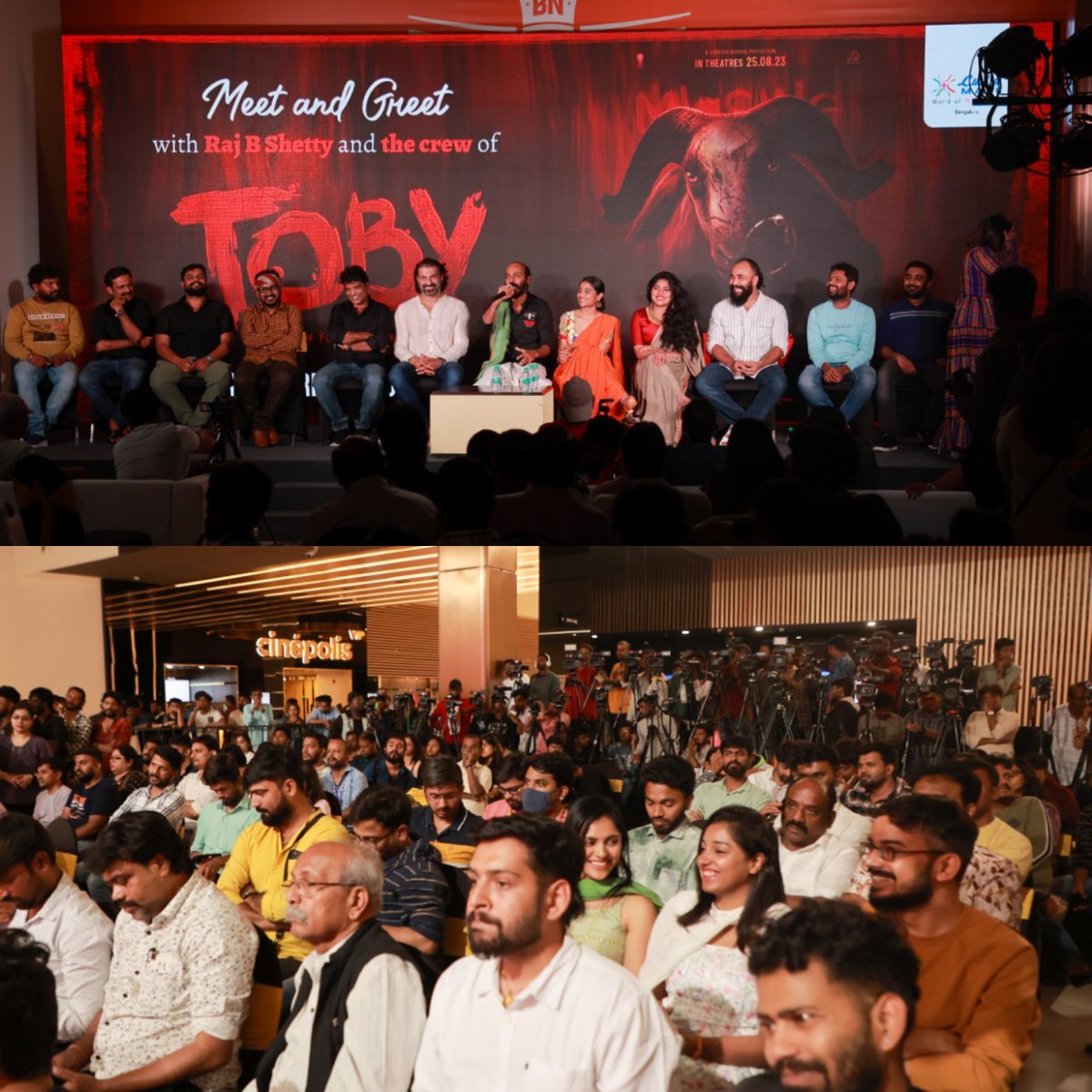 lighterbuddha's tweet photo. Some candid moments from the first look unveiling of our Movie TOBY❤️
#TOBY #TobyFirstLook #TobyOnAug25
@rajbshettyOMK #BasilALChalakkal @Chaithra_Achar_ @samyuktahornad #PraveenShriyan @m3dhun @lighterbuddha @AgasthyaFilms @SmoothSailors1 @KvnProductions https://t.co/i8oy6qxNqK