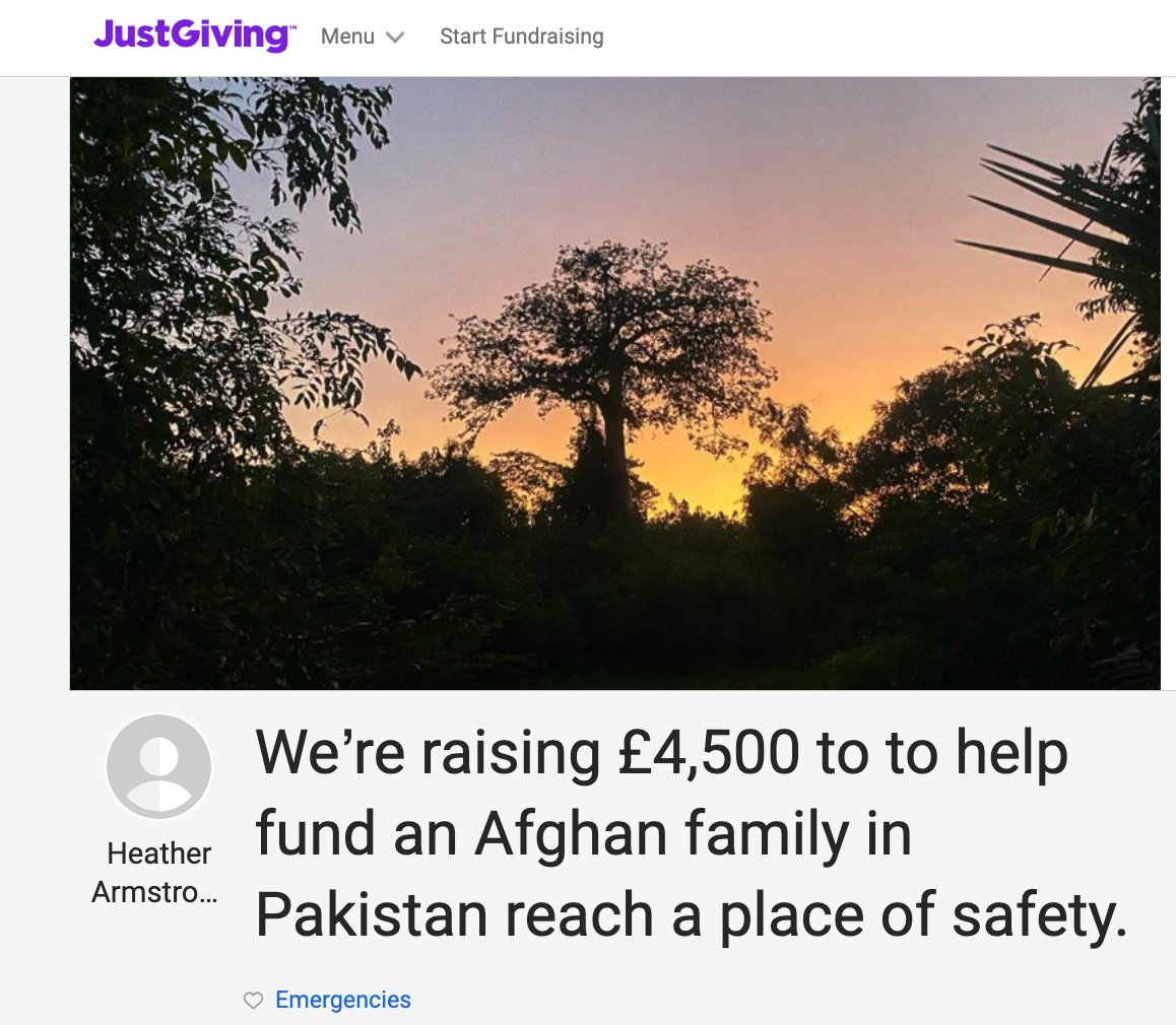 This one is particularly close to us. Please help raise £4500 to to help fund our dear friend, Z's, #Afghan family in #Pakistan reach a safe place.. Please #donate on @JustGiving 🙏🙏 Also, even if you can't donate right now, please feel free to share this. Thank you,