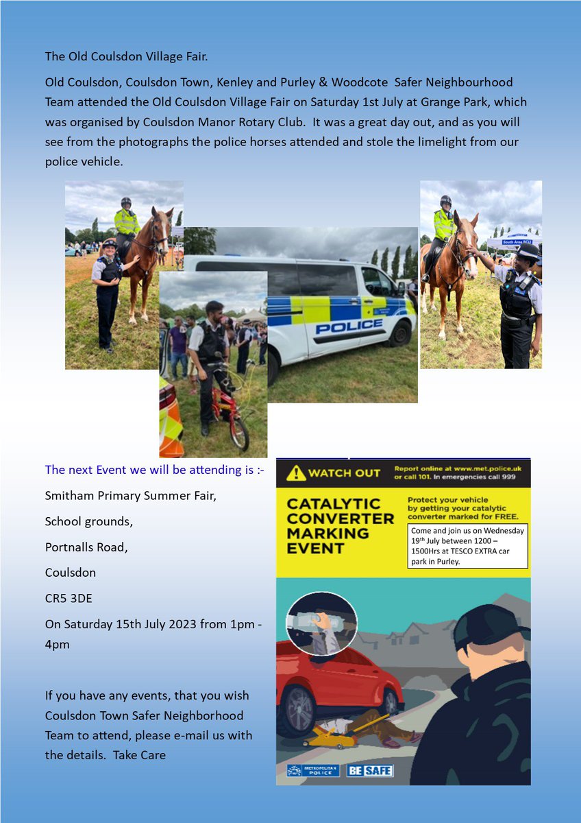 MPSCoulsdon's tweet image. Please see below the #CoulsdonTown newsletter.  #CommunityPolicing