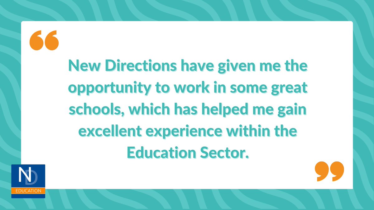 ndeducation's tweet photo. New Directions is committed to providing the highest calibre of recruitment and training solutions for the education sector.✔️

Interested? Register here with us 👉 https://t.co/Vzcy7aOamy https://t.co/3JMNdmpc3A
