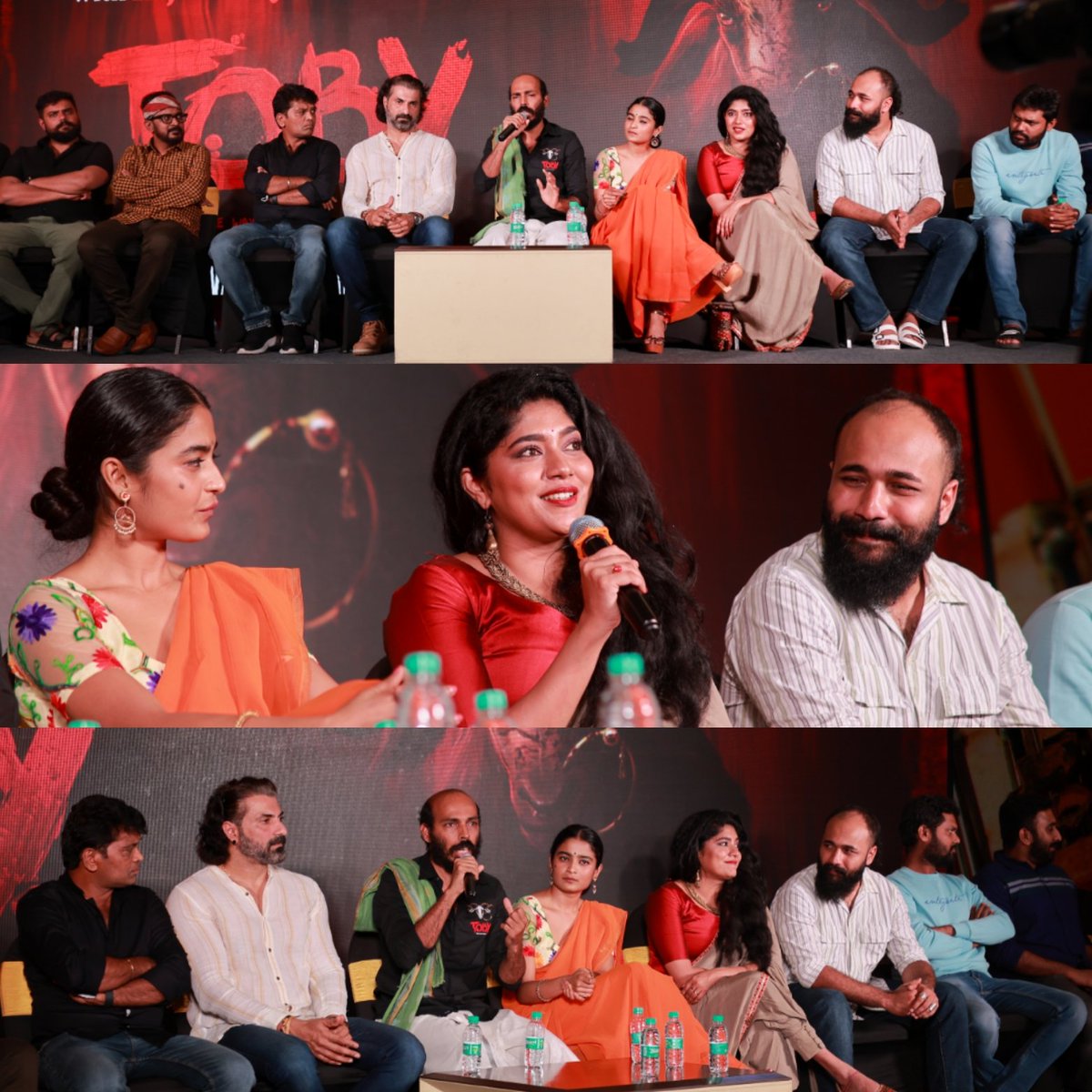 RajbShettyOMK's tweet photo. Some candid moments from the first look unveiling of our Movie TOBY❤️
#TOBY #TobyFirstLook #TobyOnAug25
@rajbshettyOMK #BasilALChalakkal @Chaithra_Achar_ @samyuktahornad #PraveenShriyan @m3dhun @lighterbuddha @AgasthyaFilms @SmoothSailors1 @KvnProductions https://t.co/EHLNWO9KFi