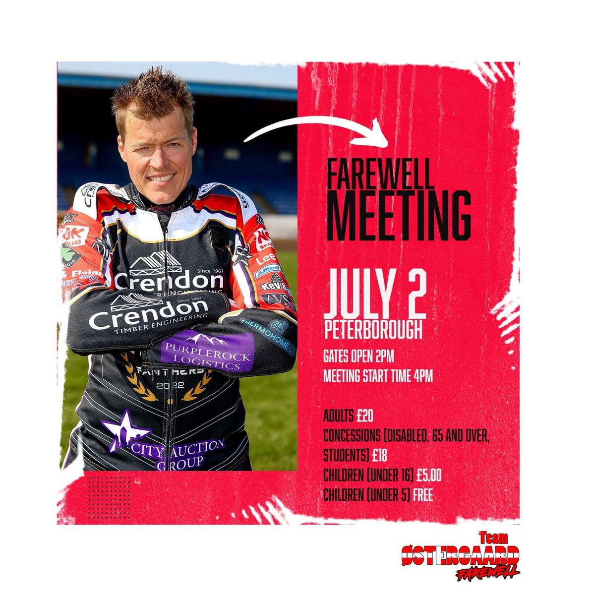 PboroPanthers's tweet image. 🏁 𝗥𝗔𝗖𝗘𝗗𝗔𝗬 🏁

🏆 Ulrich Ostergaard Farewell
⏰ 4pm start
📍 East of England Arena, PE2 6XE.

🗣“This is my time to say thanks and goodbye to all the fans who have stood by me and supported me in my career.”

🟣 #britishspeedway #PanthersPride