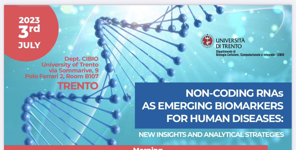 All is ready for our workshop on #ncRNAs as #biomarkers! @diarnagnosis Organized by @michela_denti @simone_detassis Salvatore Pernagallo @Lapernasalvo and Cristina Ress. Join us on Monday July 3rd for one day of exciting Research and Development webmagazine.unitn.it/en/evento/cibi…