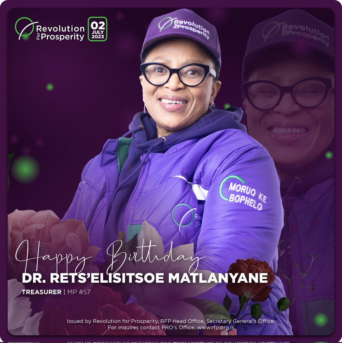 To our treasurer, MP #57, God has chosen you to be on the team that will resurrect hope in this beautiful land. On behalf of RFP offices in all 80 constituencies, we wish you a graceful, peaceful and HAPPY day.