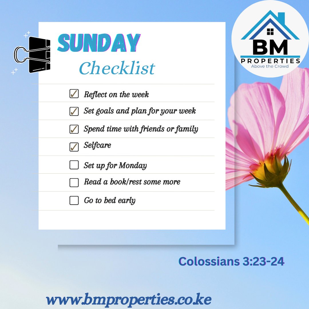 PropertiesBm's tweet photo. Have yourself a wonderful Sunday and a productive week ahead...
Reach us on 0707533659 /info@bmproperties.co.ke
#happySunday #Sunday #1stsundayofjuly #2023 #newmonth #newweek #July #BMproperties #BMdelivers #yourvisionourpassion https://t.co/bNJLmkAguM