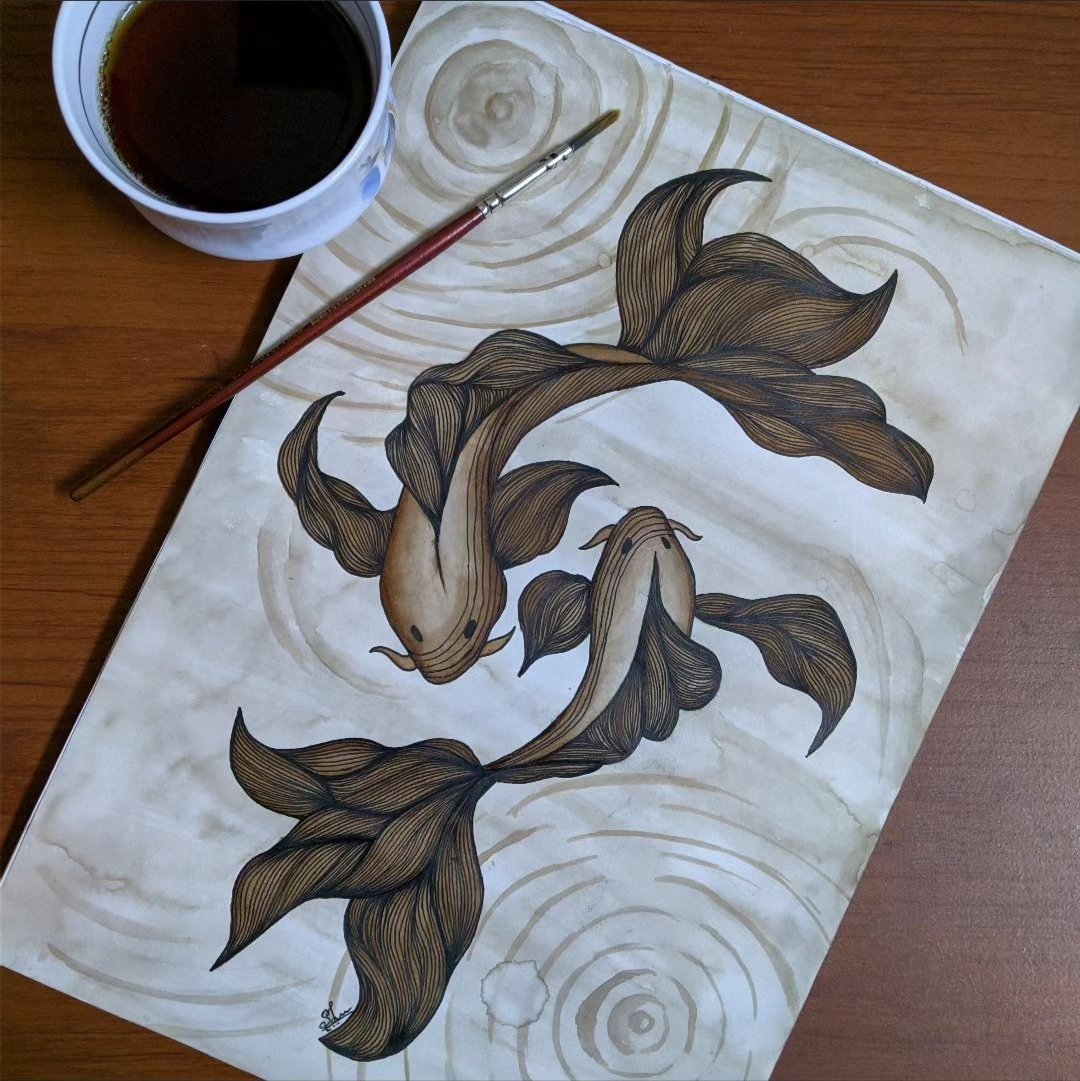 ഏട്ടായി.... കോഫി ☕
കോഫി പൗഡർ കൊണ്ടൊരു ട്രൈ 🤎🐠

#coffeepainting #coffeeart #art #artistsoftwitter #coffee #paintingoftheday #artgallery #artlover