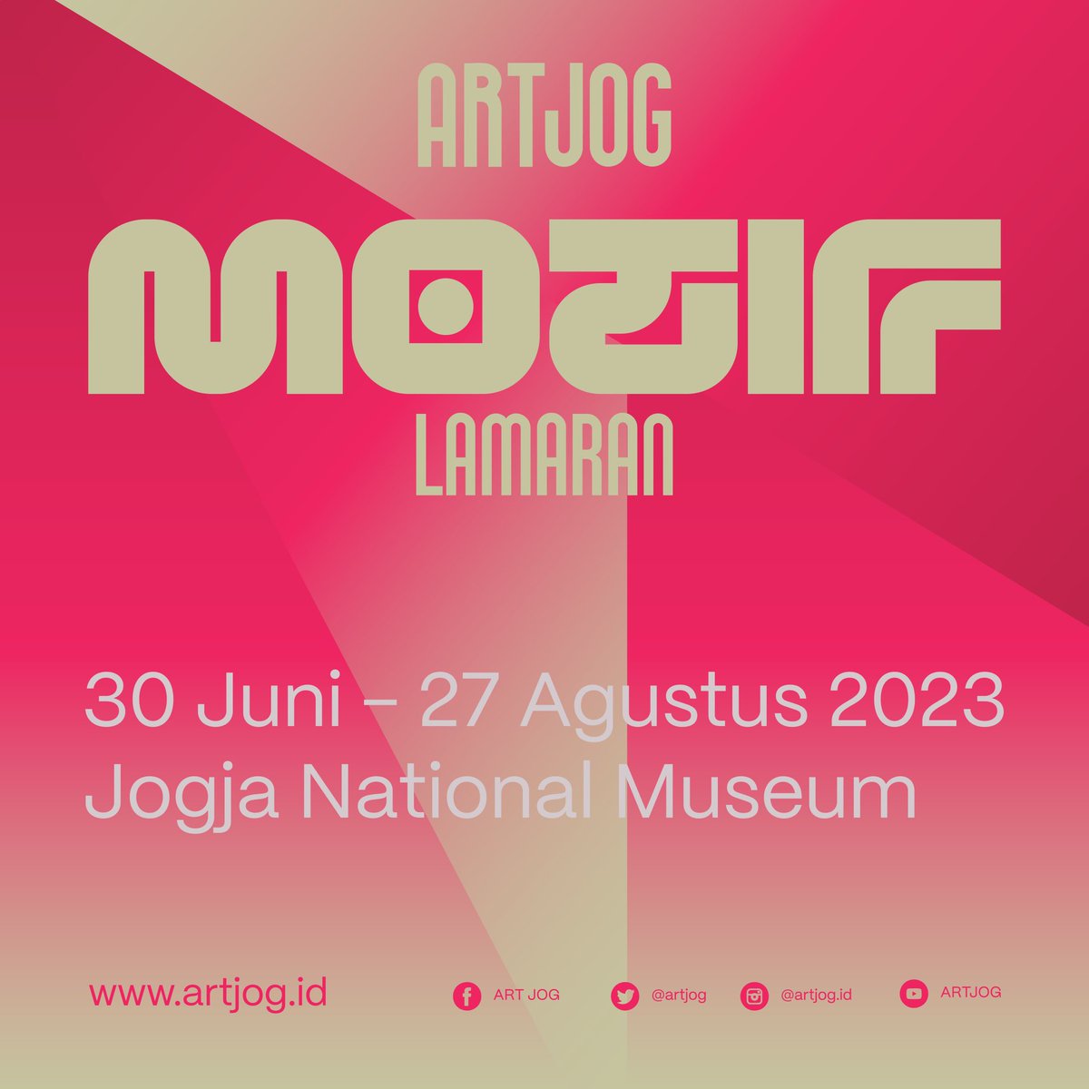 ARTJOG 2023 - Motif: Lamaran
🗓 30 Juni - 27 Agustus 2023
📍Jogja National Museum 

Jangan lupa catat di agendamu yaa!📝 

#ARTJOG #ARTJOG2023 #Motif #LamaranARTJOG