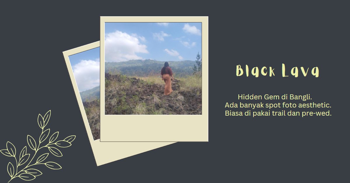 Black lava itu hidden gem yang ada di Bangli. Kenapa hidden gem? Karena aku rasa warga lokal jarang kesana, tempatnya juga yang luas, mungkin itu alasan kenapa tempat itu terlihat sepi. Jadi tempat ini cocok banget buat dijadiin spot foto yang aesthetic. <3 #Bali #blacklava