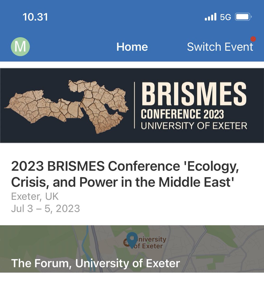 On my way to to the British Middle East society’s (BRISMES) conference in Exeter.  Looking forward too inspiring presentations and meet good colleauges there