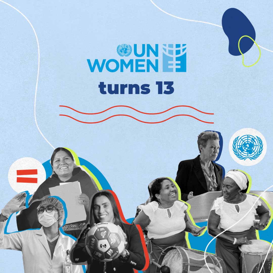 13 years of forging a path where women and girls' rights, needs, empowerment and support are prioritized. <a href="/UN_Women/">UN Women</a> turns 13 today! 🎊 To a more inclusive world 🙌🏾
#UNWomenTurns13 #GenerationEquality