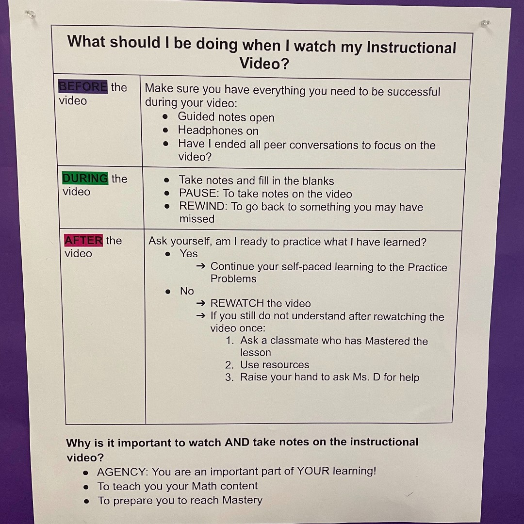 modernclassproj's tweet photo. "What should I be doing when I watch my instructional video?" 
This exemplar is a great way to guide students through their blended-learning journey and encourage autonomy. https://t.co/tMflQCqo37