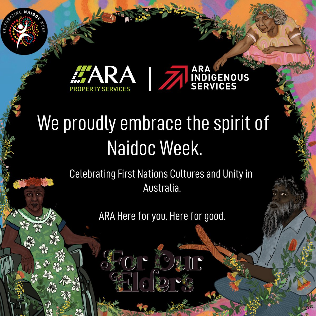 Proudly embracing the spirit of Naidoc Week. Celebrating First Nations Cultures and Unity in Australia. 
<a href="/araisservices/">ARA Indigenous Services</a>
#NAIDOCWeek #FirstNations #CulturalCelebration #RespectAndUnity #AustraliaProud