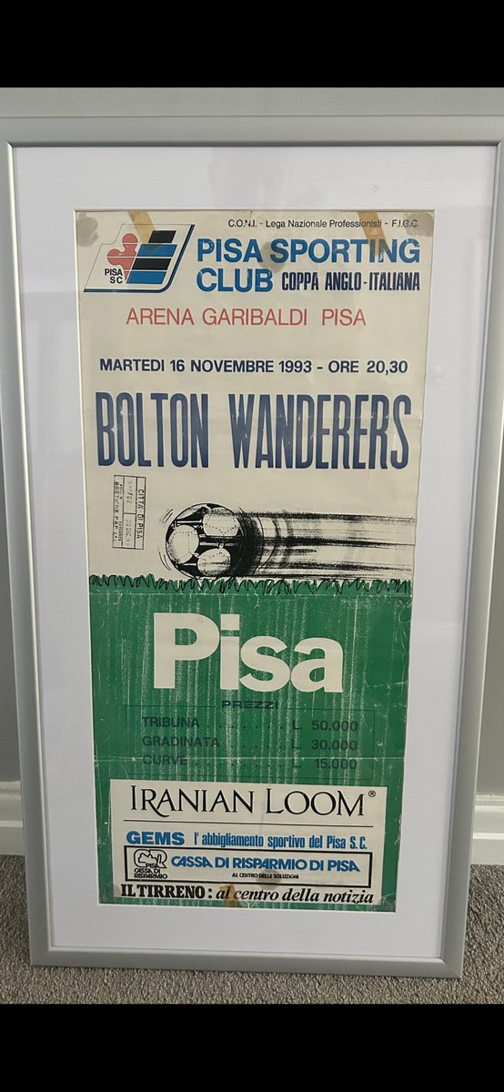 Anyone else remember this game? <a href="/OfficialBWFC/">Bolton Wanderers</a> <a href="/PisaSC/">Pisa Sporting Club</a>
