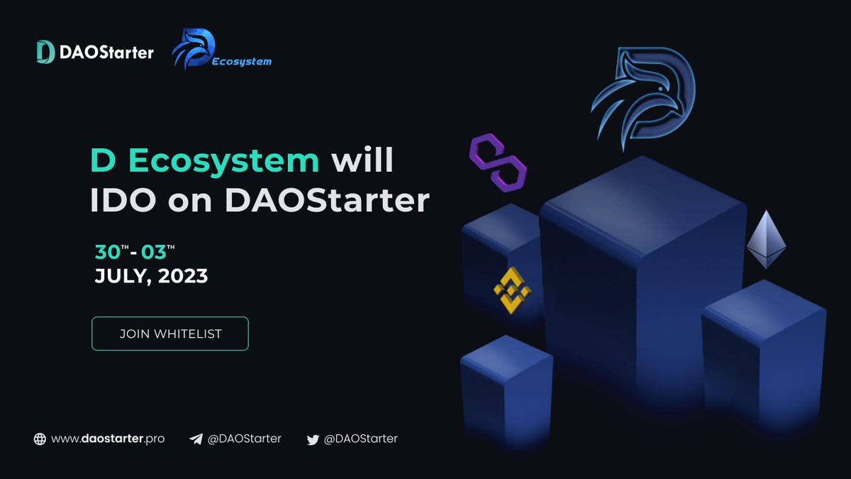 vespel_nub's tweet photo. 😍Wake up #Daostarter friends😍

✍️ The Whitelist Registration for @d_ecosystem  IDO  is open NOW!

⏰ Whitelist will close at 04:00 AM UTC, July 3

👉 Check Details：https://t.co/FyNTBEcyEC

🥳 Apply here:    
https://t.co/BRB5PTSvkJ

#IDO
Twitter Link:
https://t.co/yfaQdZpz5c https://t.co/gu1OUEtemY