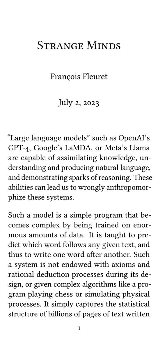 francoisfleuret's tweet photo. My succinct opinion regarding anthropomorphizing LLMs.

 https://t.co/NrMpSlIe3e https://t.co/oYYGDzX3qV