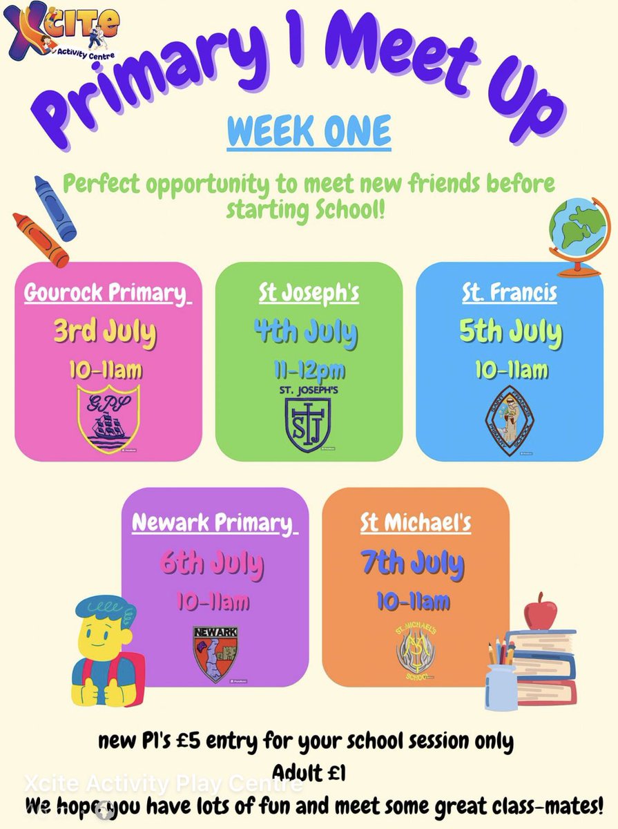 MrsDsfl's tweet photo. 2023/2024 P1s 
Excite are organising an event to meet up with your new class mates. @st_josephps https://t.co/XJlqTXgC4Z