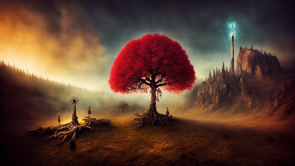 psychobloger's tweet image. Soulscape 
#soulscape #landscape #treeofknowledge #scenery #surreal #dreamlike #aiart #nftart