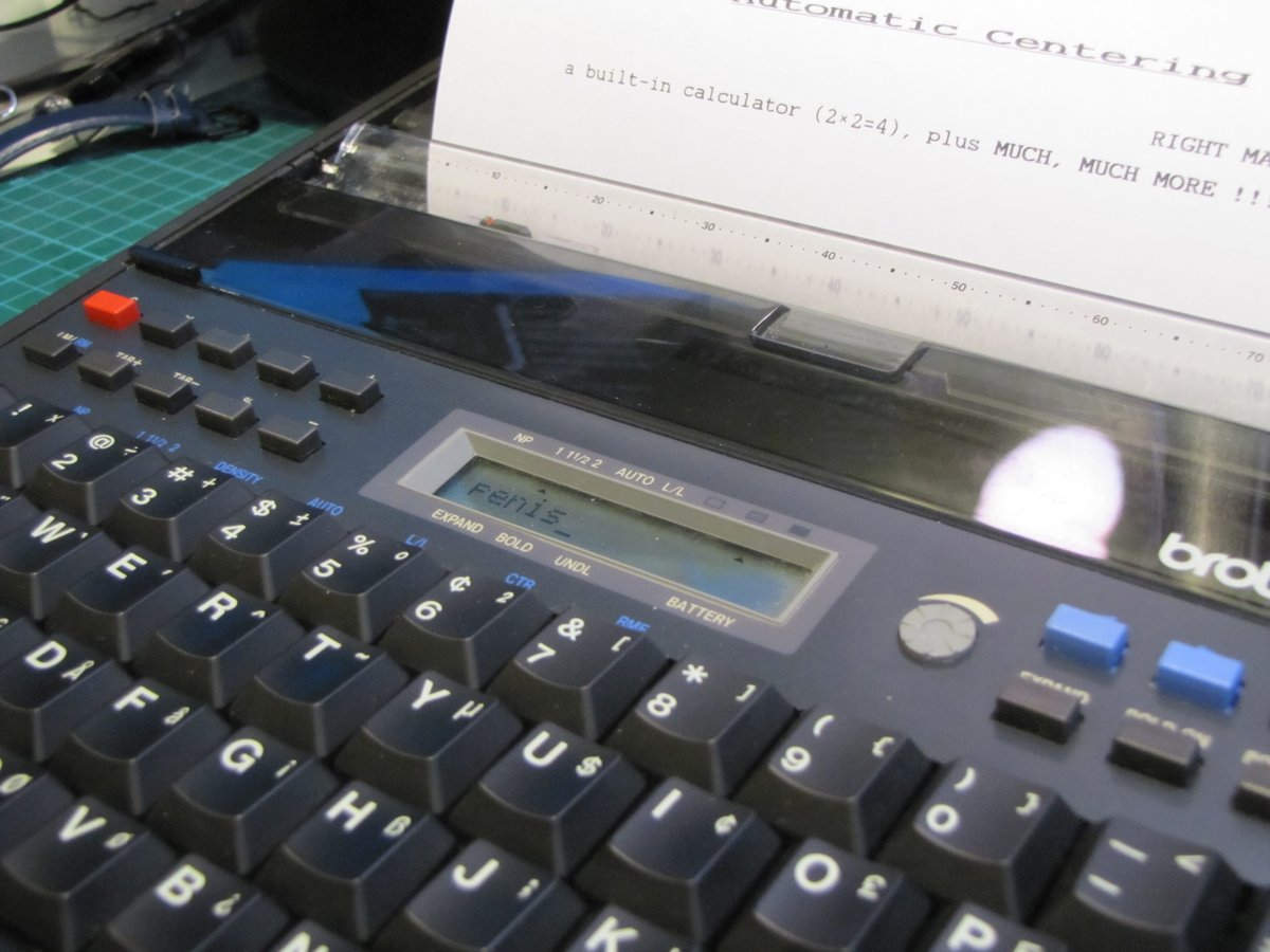 Cheese06909689's tweet photo. Massive score this week, Brother EP 43 typewriter sold as parts, a couple C cells and she is off to the races. The best part is, it can also print thermally. https://t.co/eNsoskbbIZ