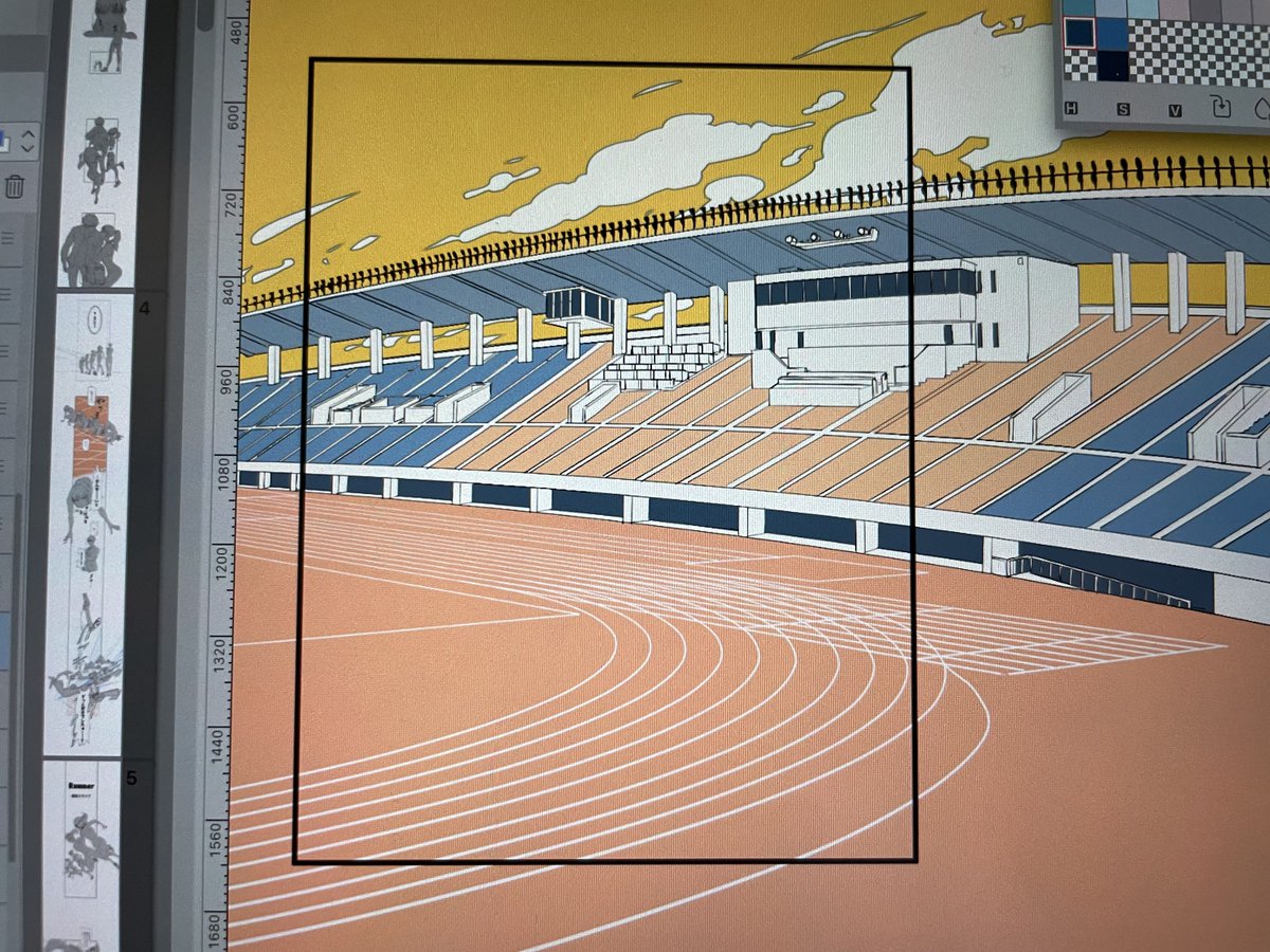 本日もマンガミュージアムで実演してました！
やっとカラーに入れる！
スタジアム描いて色塗って、こんな感じで観客で埋めてやりました〜
楽ちん🏋️‍♀️ https://t.co/eRpqSTHD7A… https://t.co/mR48w1O6ph