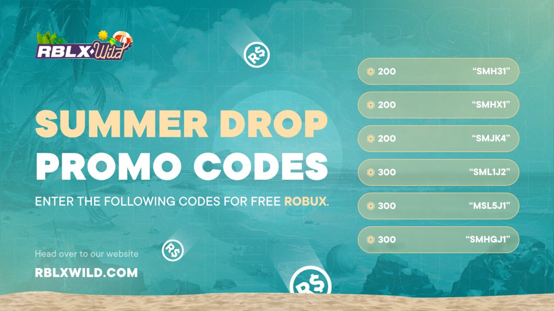 Summer drop to get the summer vibes going 🌞 Redeem the following codes for some free Robux 💸 smh31 smhx1 smjk4 sml1j2 msl5j1 smhgj1 Let us know in the comments if you got one 👀