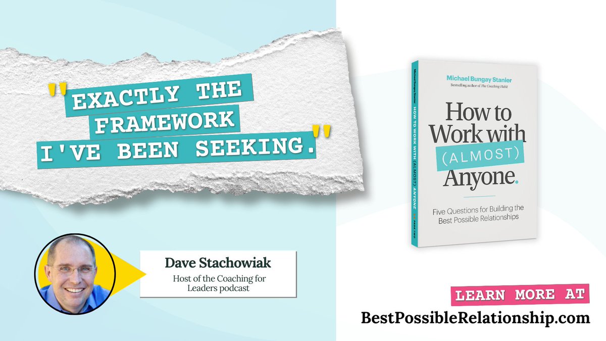 How to Work with (Almost) Anyone is out and available now! Visit bestpossiblerelationship.com to order your copy.

1 essential conversation. 5 powerful questions. Your chance to build the best possible relationships with all the people who matter.

Big thanks to @davestachowiak 🙏