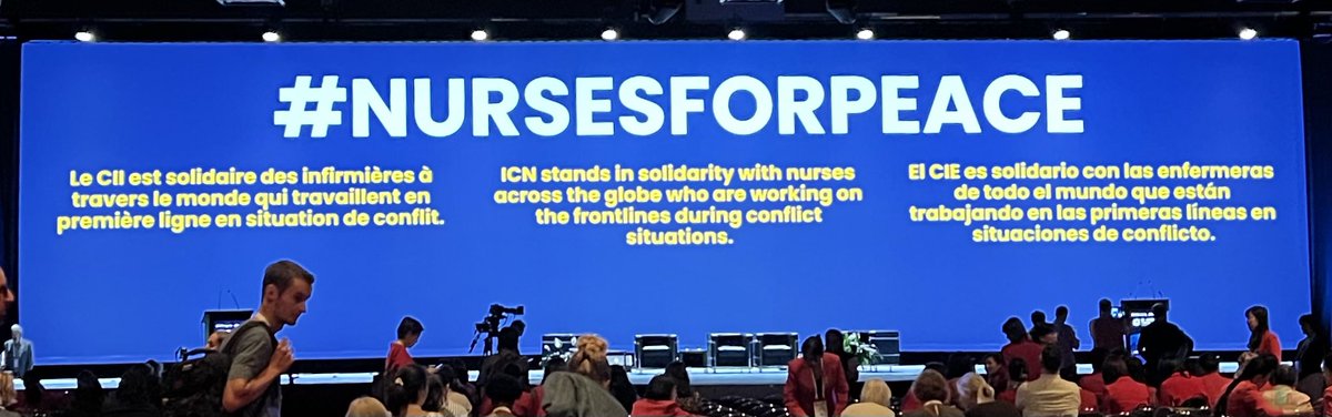 Day 1: Plenary

“#ICN stands in solidarity with nurses across the globe who are working on the frontlines during conflict situations.”

#NursesForPeace

#ICNCongress #ICN #ICN2023