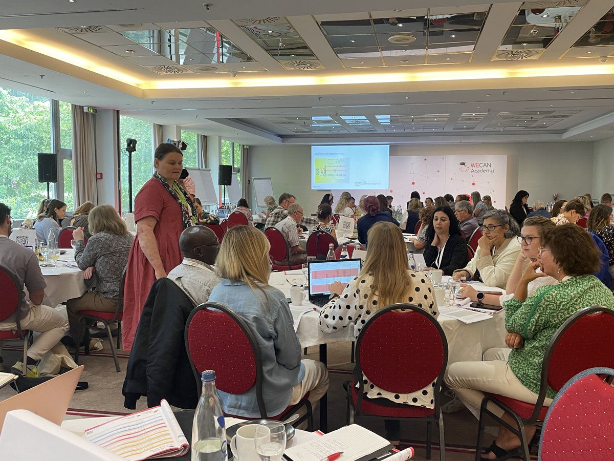 jangeissler's tweet photo. Citizen science at work at the #WECANacademy training for about 100 patient advocates from all across Europe: roundtables reviewing and discussing scientific publications of clinical trial results, and presenting the key characteristics and issues the groups identified. https://t.co/48AGosggoq