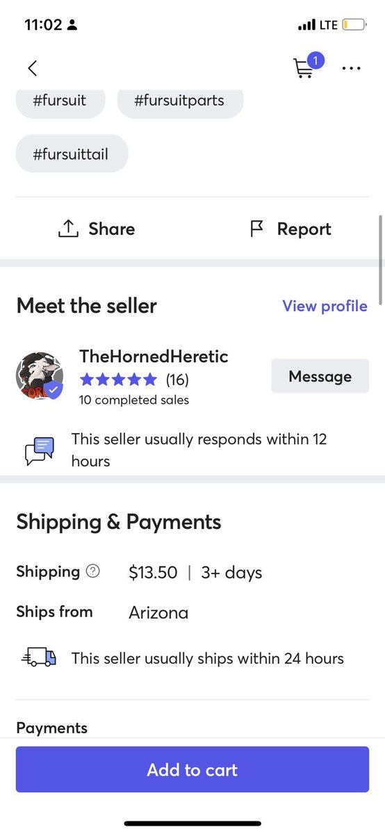 zephpaws's tweet photo. The scammer is now attempting to sell MY TAIL with MY DESIGN on an American website (Mercari) I have no access to so I can’t report etc. PLEASE REPORT, MESSAGE THEM IF YOU CAN. They have stolen €500 from me and are now selling MY tail!!! https://t.co/YDSDHkcvFk