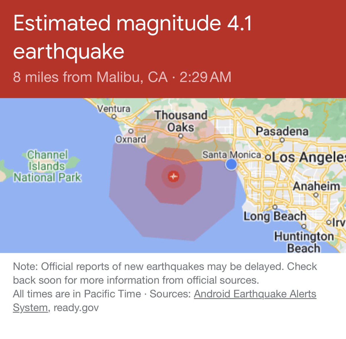LAFD_CERT_Batt9's tweet photo. ⚠️ #EARTHQUAKE #DidYouFeelIt ? #SantaMonica #LosAngeles #Malibu #DropCoverHoldOn #LAFD #LAFDTALK #LAFDCERT #LAFDCERTBattalion9 #LAFDCERTBatt9 @LAFDChief @LAFD @LAFDtalk @lafdcert @CertLAFD @LAFDwest https://t.co/3yqNAGn1QG