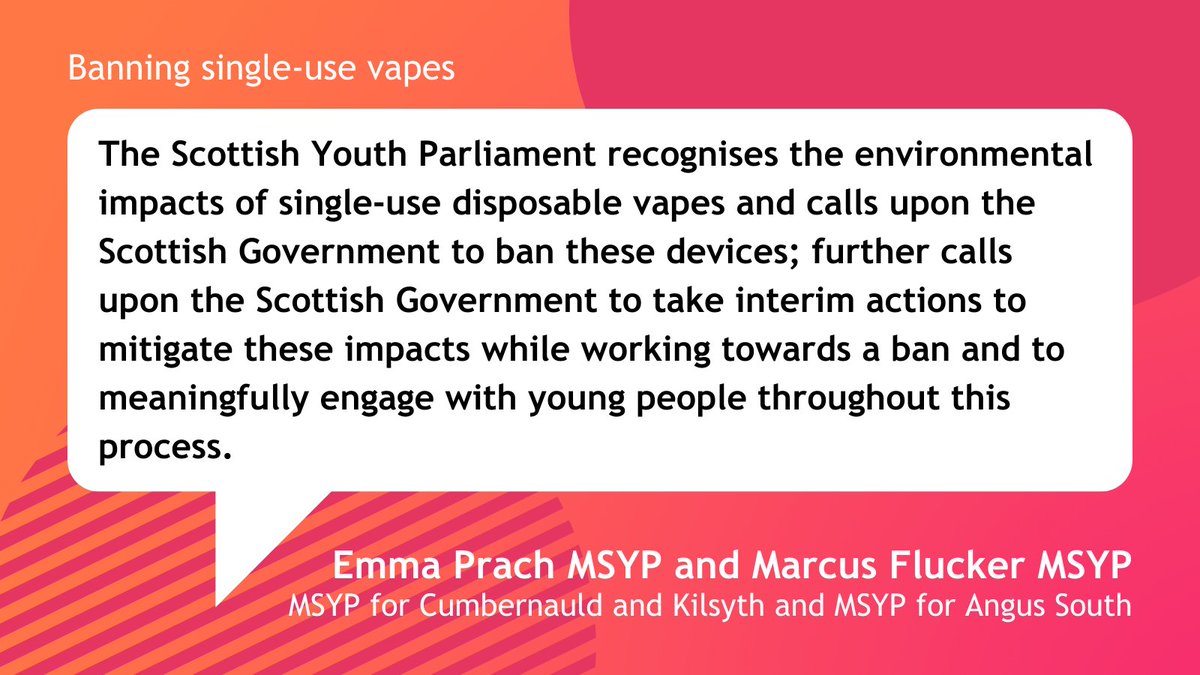 💨 <a href="/EmmaPrach/">Emma Prach</a> MSYP and <a href="/Marcus_Flucker/">Marcus Flucker MSYP</a> MSYP ask for Members support to join growing calls to ban single-use vapes due to the recognised environmental impact: