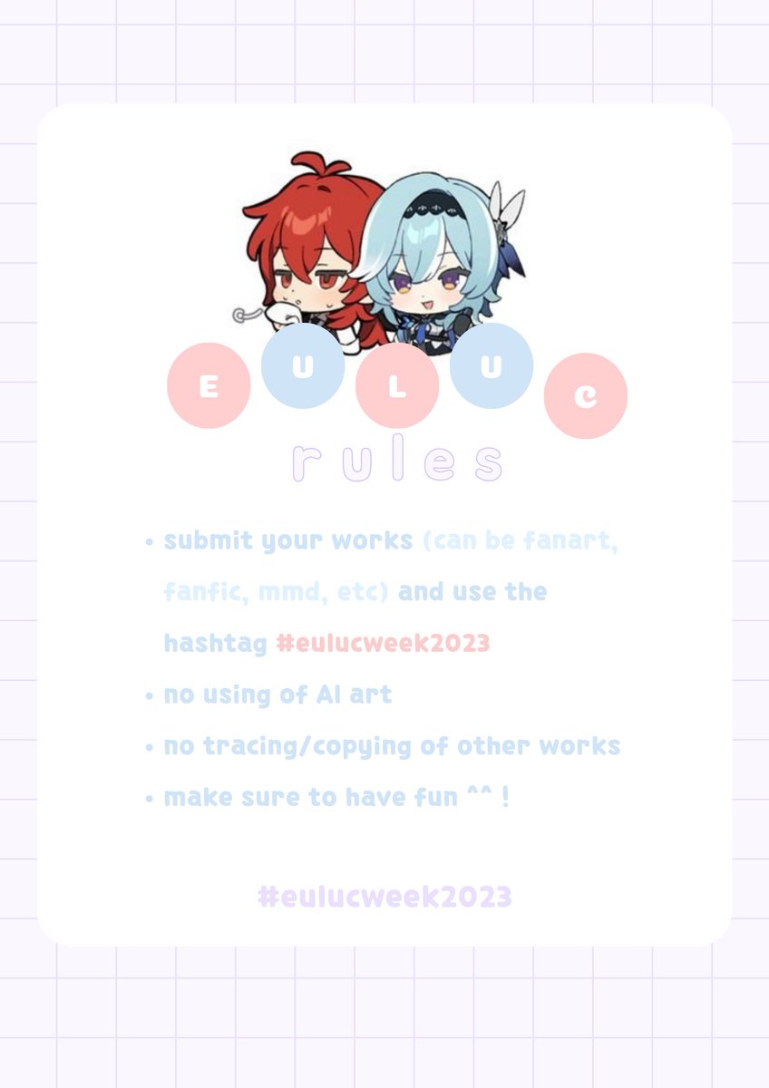 dailyeuluc's tweet photo. Ꮺ attention #euluc nation .ᐟ 

in collaboration with @EulucTavern, we’ll officially host #eulucweek2023 which will be held from july 17 – 23, 2023 🎎 check below to see more details about the event ! 

⺌ good luck and have fun ! ♡ https://t.co/pkVgm2ZETz