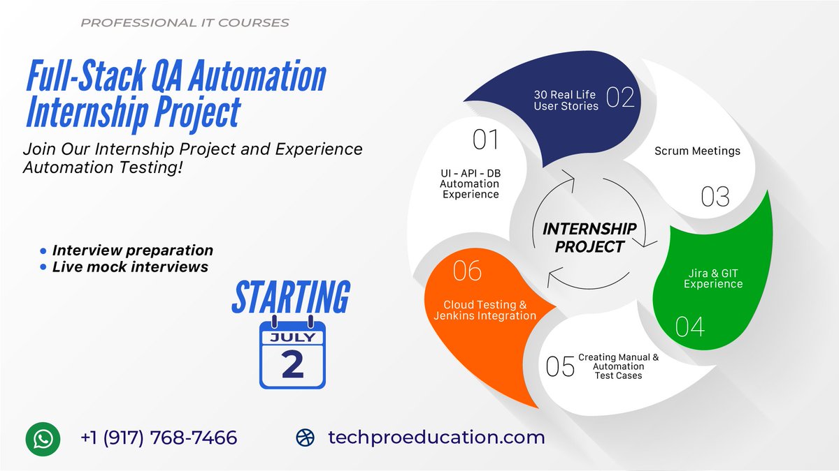 techproedu's tweet image. Join our internship project and experience Automation Testing! 

#automationengineering #QAtester #Sdet