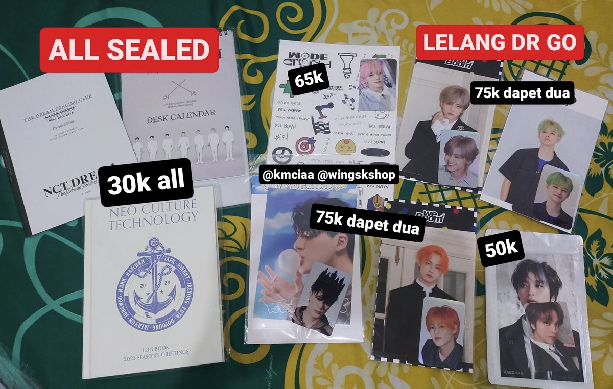 kmciaa's tweet photo. WTS FLASH SALE LELANG DARI GO WINGSKSHOP

💸 Di pict

✅ Semua masih baru dan sealed
✅ Keep event (DP)
✅ Beli banyak dapet potongan
❌ Pack &amp; adm shopee
📍 Surabaya Ina

DM plzz🥺

want to sale nct dream 127 jeno jaemin chenle haechan renjun sg23 yuta taeyong mark johnny https://t.co/f9Asggtqyb