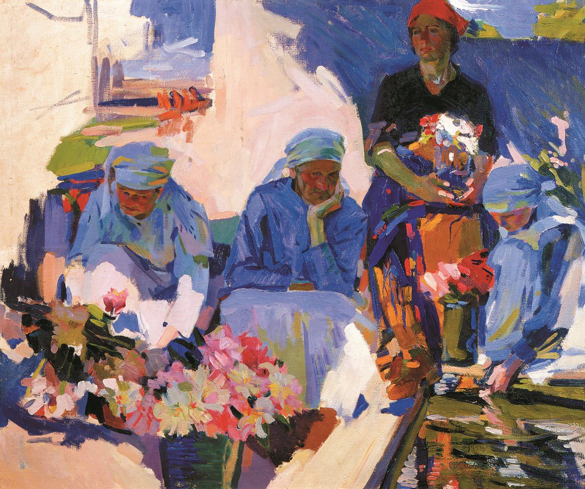 PepaMonteroM's tweet image. #cuadrodeldía Antes de que #TwitterDead me silencie, os dejo ‘Vendedoras de flores 1917’ (O. Murashko 1875–1919) @NAMU_120 #Kiev #art Gran artista patriótico ucraniano. De inicios realistas, mudó al impresionismo. Su modernismo influyó el arte realista socialista #FelizDomingo