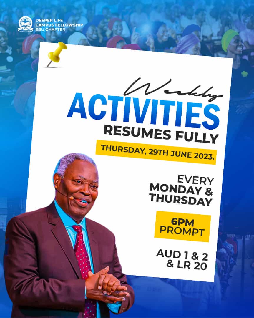 AgbochenuGrace's tweet image. First service of the semester @ DLCF BSUM. Join us at Aud I &amp;amp; II first camp ( western wing) or lecture room 20 second camp( eastern wing) 
#DLConversations 
#christaintwitter
#Firstservice