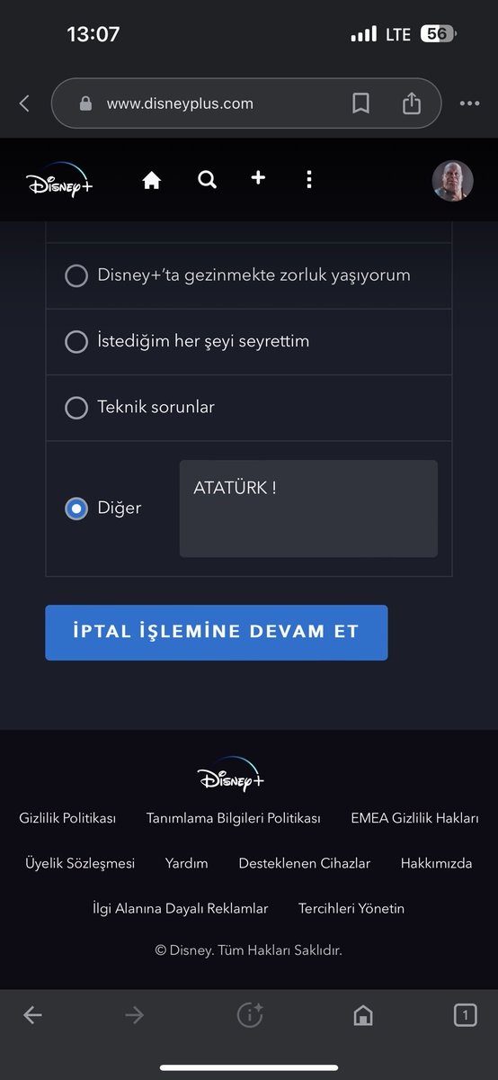 @Maviturkk @DisneyPlusTR Atatürk kırmızı çizgimdir, anında iptal ettim.