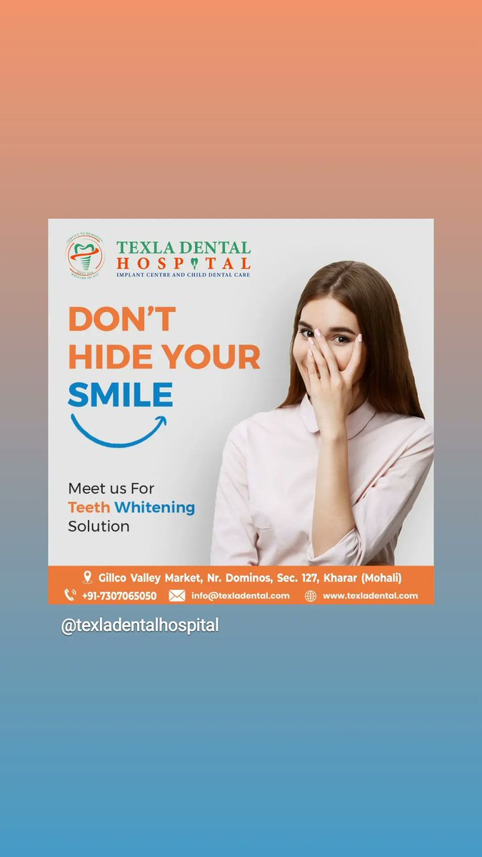 TexlaDental's tweet photo. Teeth Whitening is Extremely important for Teens and Adults :
-----------------------------------------

#RIPTwitter #JungKook_Seven #SEVENbyJUNGKOOK #Paris #RateLimitedExceeded #teeth #whitening #dental #India #Punjab #clinic #MPNews #MPmaangeKejriwal #congress https://t.co/ZXaprbKY9O