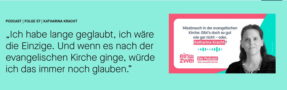 beauftragte-missbrauch.de/mediathek/podc…
Bei EinbisZwei konnte ich meine Erfahrungen mit Aufarbeitung von Missbrauch und z.T. Betroffenenbeteiligung  in der @ekd und der <a href="/kirchehannovers/">Kirche Hannovers</a>  teilen.  Alles leider nicht sehr gut. 
Ausnahme: Pastorinnen u Superintendent vor Ort waren oft hilfreich.