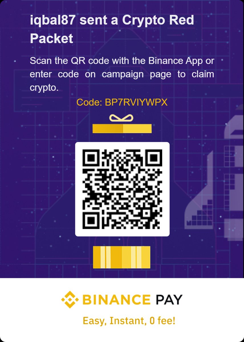 Miqbal412786's tweet image. Binance Pay To the Mooooooon Mission - Binance Official #Binance #BinancePay #CryptoRedPacketShareCampaign s.binance.com/JAHU0Z4K