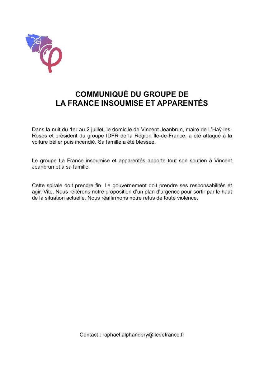 Les pyromanes révolutionnaires dirigés par le Gourou #JLM n'ont honte de rien.
La #LFI est devenue la Ligue Factieuse Irresponsable
Le point de non retour a été franchi. 

Votre communiqué c'est comme du papier toilette, 
On s'essuie avec.

#MajoritéSilencieuse
#SoutienAuxFDO