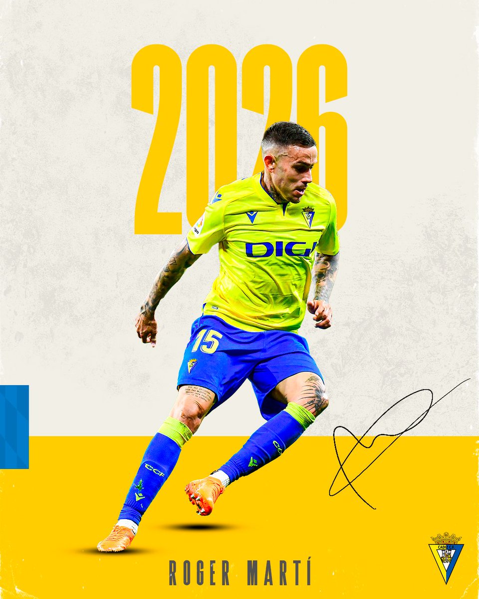 🟡 OFICIAL I <a href="/Roger27M/">Roger</a> renueva con el <a href="/Cadiz_CF/">Cádiz Club de Fútbol</a> 

🖋️ El delantero español seguirá vinculado al club cadista hasta 2026

 📻 #PartidazoCope