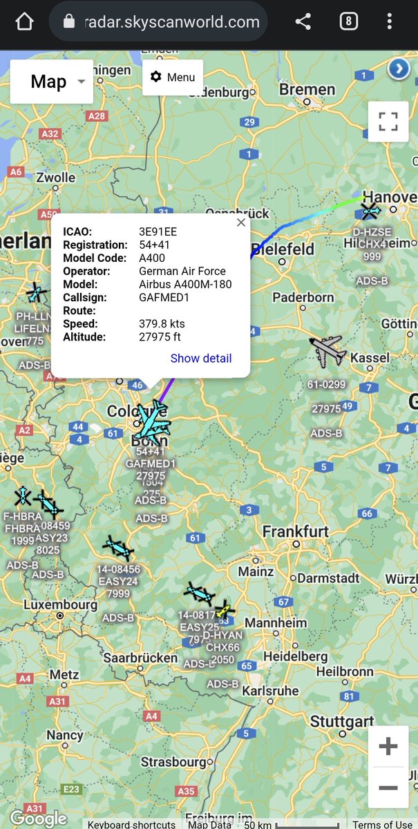 scan_sky's tweet photo. German Air Force 🇩🇪 Medevac Tasking 🚑 Out Of Wunstorf Air Base 🇩🇪
German Air Force 🇩🇪 - Airbus A400M - 54+41 - #GAFMED1 https://t.co/97NmKaGjnK