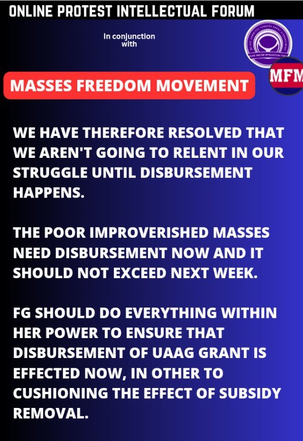 We believe that, this is the right time for Grant money in the custody of the Govt to be delivered to the poor masses, to help cushioning the effect of fuel subsidy Removal.

FG, allow UAAG grant disbursement now.
<a href="/ARISEtv/">ARISE NEWS</a> 
<a href="/officialABAT/">Bola Ahmed Tinubu</a> 
<a href="/RemiTinubu/">Remi Tinubu</a>
<a href="/ruffydfire/">oseni rufai</a>
<a href="/CNN/">CNN</a> 
<a href="/ZainAsher/">Zain Asher</a>