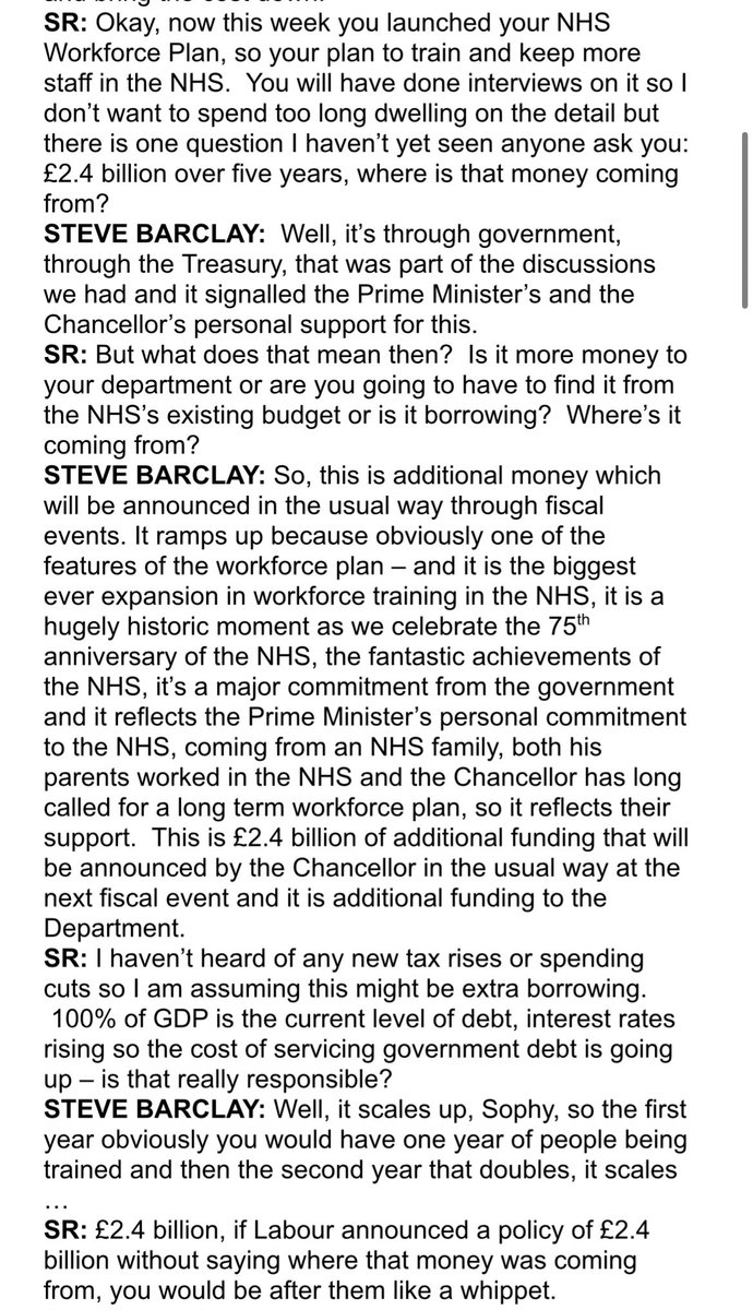 Here’s my full exchange with the Health Secretary on how the NHS workforce plan will be funded 

#Ridge