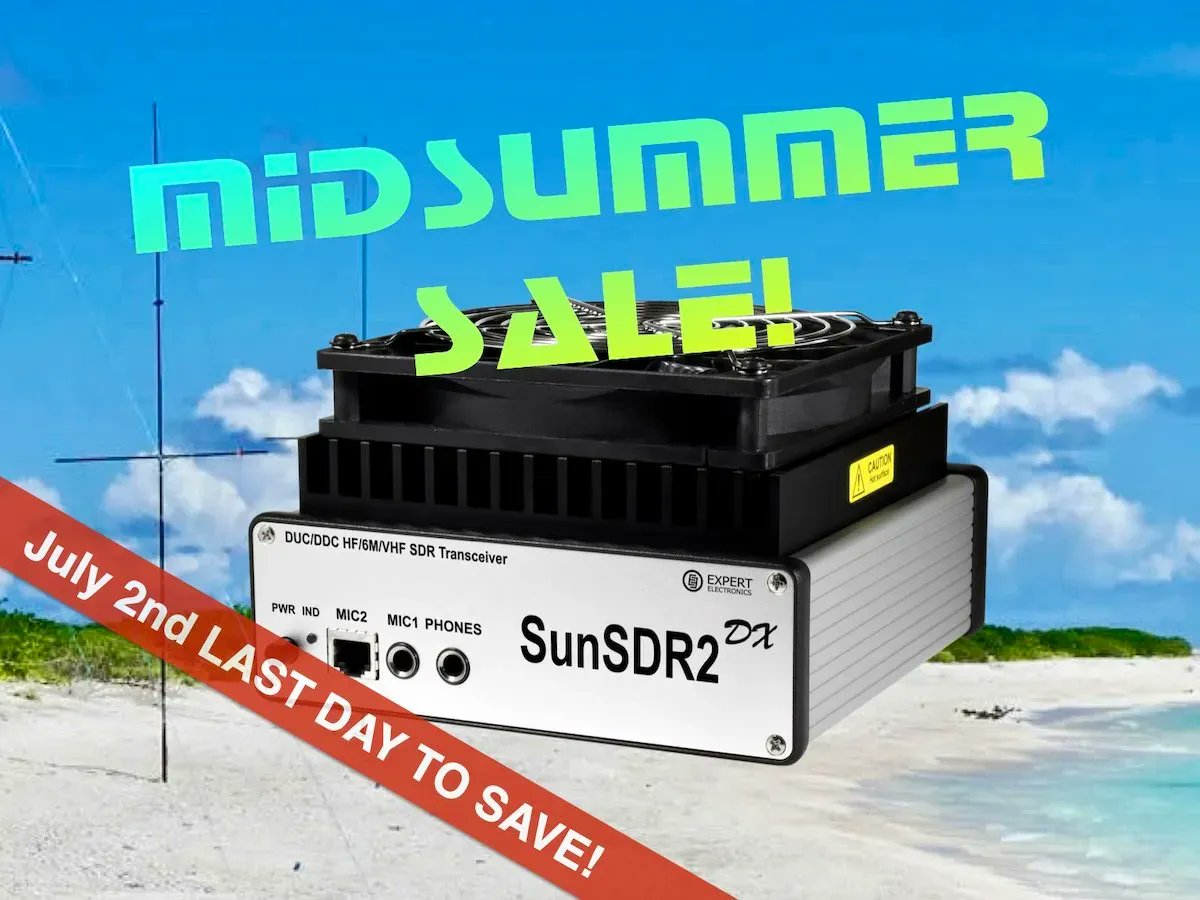 pileupdx's tweet photo. Today is the LAST DAY of our "Midsummer Sale"! 400€ discount on SunSDR2DX! Interested in other things? See all deals here! https://t.co/G5LA2g1Cez #hamradio #radiosport #SDR #QRP #X6100 #FTDX10 #SunSDR2DX #ModMic #Inrad #Yaesu #Xiegu #FHN https://t.co/TK9KwKTnfv